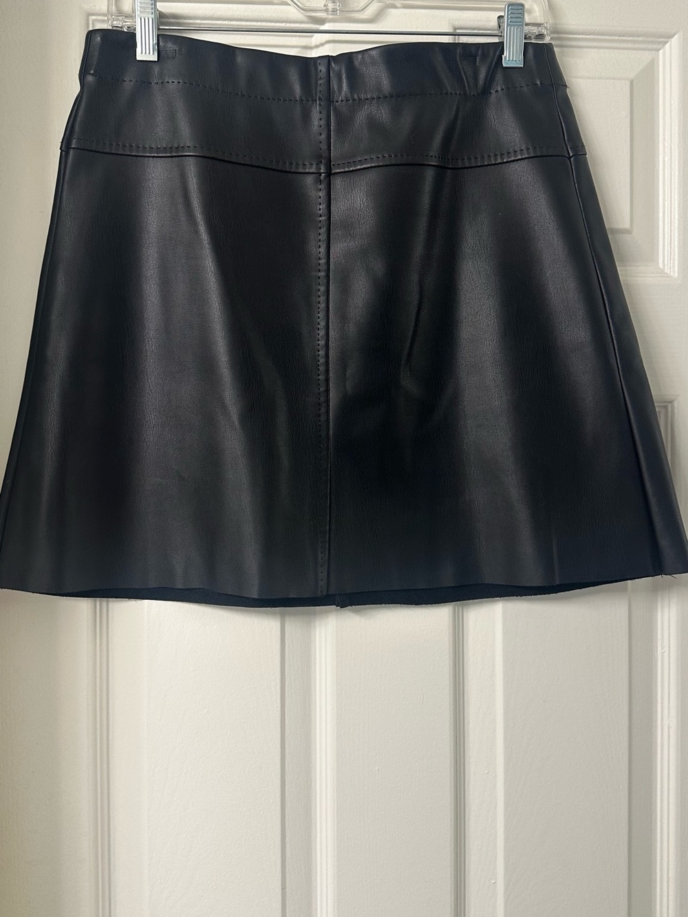 Max Studio Black Faux Leather A-Line Mini Skirt